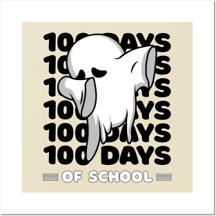 100 Days of school typography featuring a Cute Dabbing ghost #3 Posters and Art